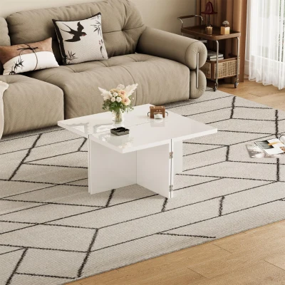 Set di tavolini fai-da-te con piano in finitura lucida, Bianco