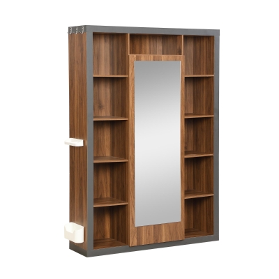 Struttura guardaroba con specchio, Grigio-nero e Legno naturale
