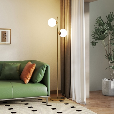 HOMCOM Lampadaire Néo-Rétro 2 Têtes Métal Doré