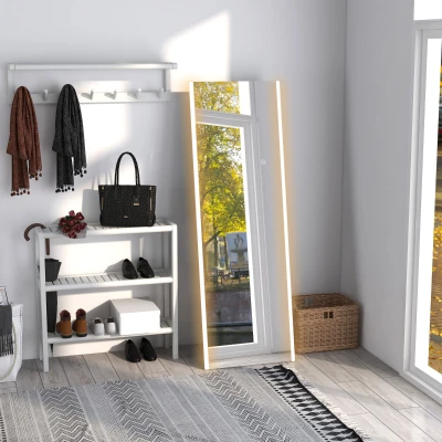 HOMCOM Miroir Pleine Longueur LED 150x50cm Mural Blanc