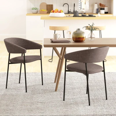 Set 2 Scaune Tapițate, 59x56x78 cm, Maro