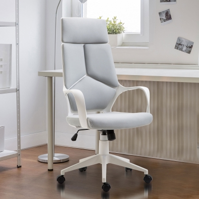 HOMCOM Silla de Oficina Giratoria de Malla con Función Basculante Altura Ajustable y Respaldo Alto 63x63x117-127 cm Gris