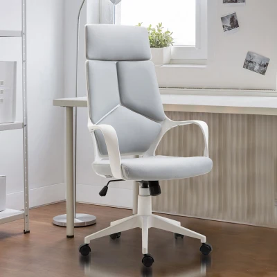 HOMCOM Silla de Oficina Giratoria de Malla con Función Basculante Altura Ajustable y Respaldo Alto 63x63x117-127 cm Gris