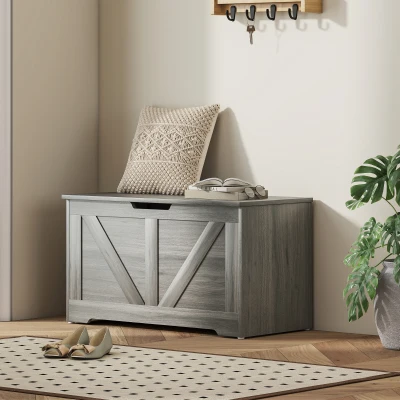 HOMCOM 100L Storage Box with Safety Hinges Charcoal Grey