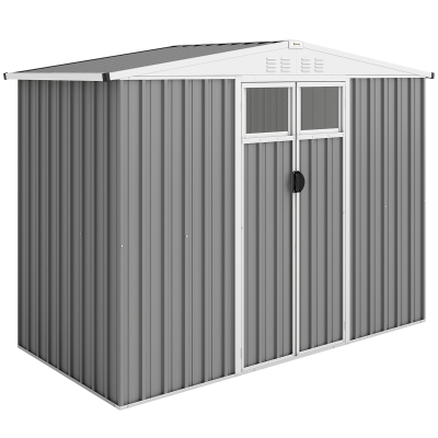 Outsunny Metal Garden Shed 8x4ft Lockable Light Grey