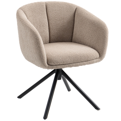 HOMCOM Sillón, Silla tapizada con cómoda silla giratoria, cubierta acogedora, hasta 120 kg, Marrón Claro