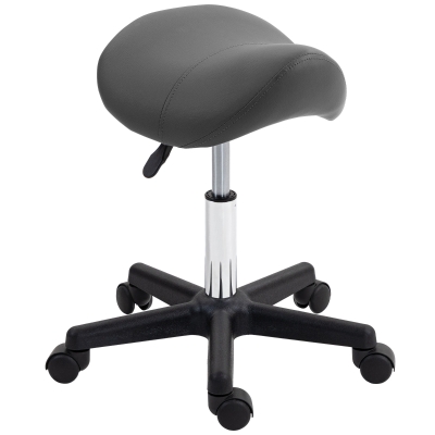 HOMCOM Tabouret Selle Pivotant Réglable Similicuir Gris