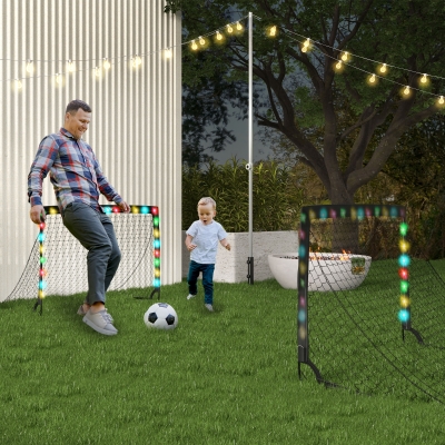 SPORTNOW Set 2 Porte da Calcio per Bambini da 6 Anni con Luci LED