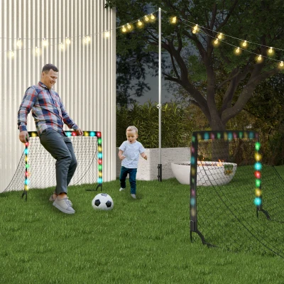 SPORTNOW Set 2 Porte da Calcio per Bambini da 6 Anni con Luci LED