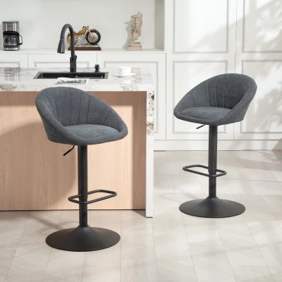 HOMCOM Tub Bar Stools Set of 2 Dark Grey