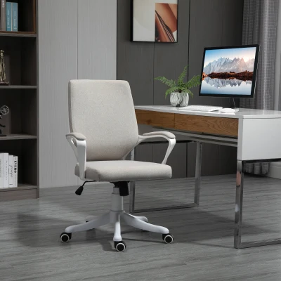 Vinsetto Cadeira de Escritório Ergonómica Giratória e com Altura Ajustável e Suporte Lombar 62x69x92-100 cm Bege