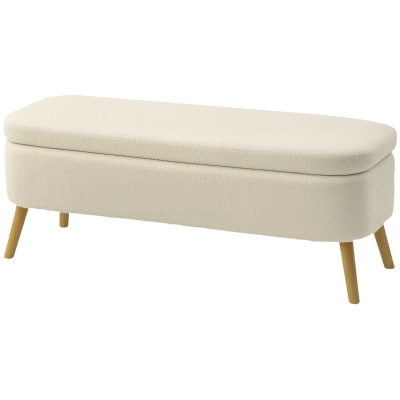 HOMCOM Banc Rangement 65L Pieds Bois 120x40x48cm Beige