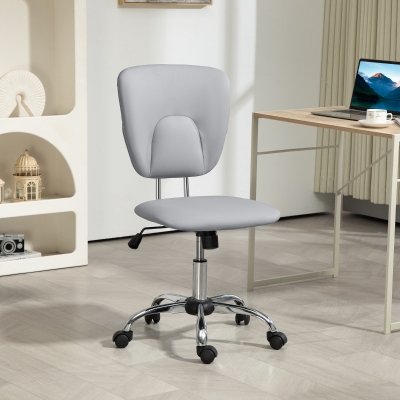 Vinsetto Cadeira de Escritório Giratória de Couro PU com Altura Ajustável e Função Basculante 50x54x87,5-96,5 cm Cinza Claro
