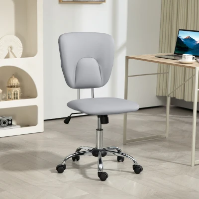 Vinsetto Cadeira de Escritório Giratória de Couro PU com Altura Ajustável e Função Basculante 50x54x87,5-96,5 cm Cinza Claro