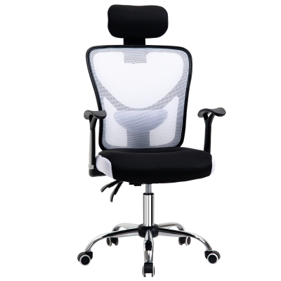 Vinsetto Fauteuil de bureau, chaise de bureau en maille avec hauteur réglable, dossier inclinable, 62x67x118cm, noir et blanc