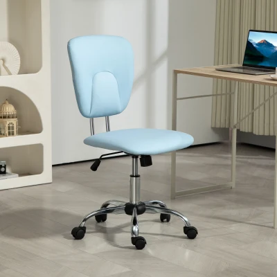 Vinsetto Cadeira de Escritório Giratória de Couro PU com Altura Ajustável e Função Basculante 50x54x87,5-96,5 cm Azul Claro