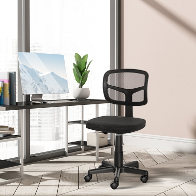 Vinsetto Cadeira de Escritório Operativa Giratória 360° com Altura Ajustável Suporte Lombar 43x48x77,5-89,5cm Preto