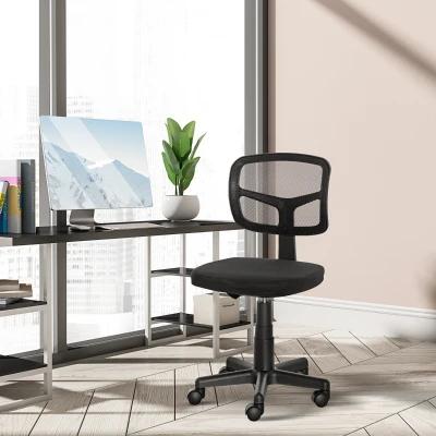 Vinsetto Cadeira de Escritório Operativa Giratória 360° com Altura Ajustável Suporte Lombar 43x48x77,5-89,5cm Preto