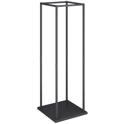 Outsunny Estante de Leña Metálico de Chimenea Soporte para Leña con Base Elevada Anti-vuelco Carga 100 kg 33x33x110 cm Negro