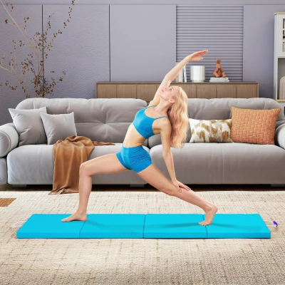 SPORTNOW Faltbare Gymnastikmatte 5 cm Dicke mit Tragegriffen und Tasche für Yoga Aerobic Blau