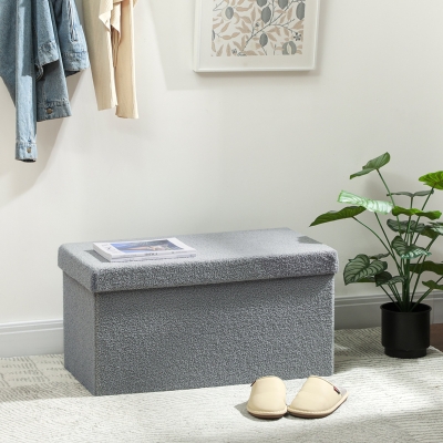 HOMCOM Banc Rembourré avec Rangement Gris Foncé pour Salon/Chambre