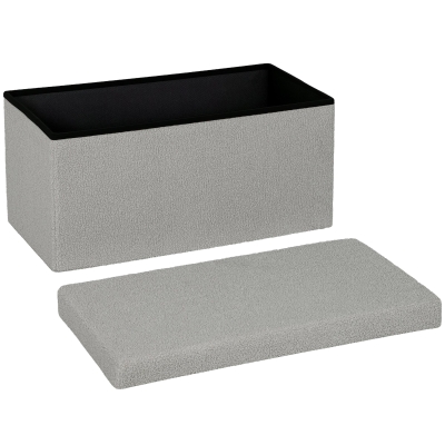 HOMCOM Banc Rangement Rembourré Gris Clair pour Salon/Chambre