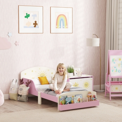 AIYAPLAY Letto per Bambini 3+ Anni con Spazio Contenitore Rosa