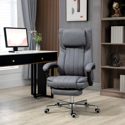 Vinsetto Cadeira de Escritório com 6 Pontos de Massagem com Vibração Reclinável com Altura Ajustável 65x61x101-113 cm Cinza