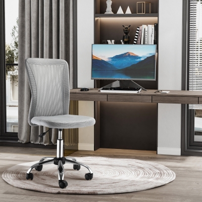 Vinsetto Cadeira de Escritório de Malha Giratória sem Apoio para os Braços com Altura Ajustável Carga 43x58x90-100 cm Cinza