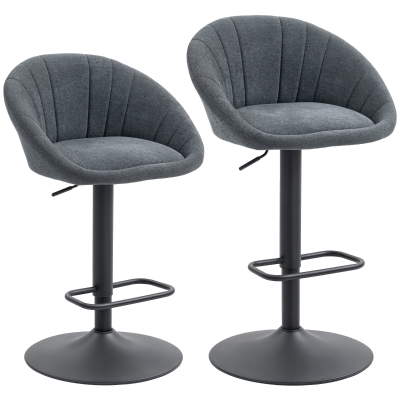 HOMCOM Tub Bar Stools Set of 2 Dark Grey