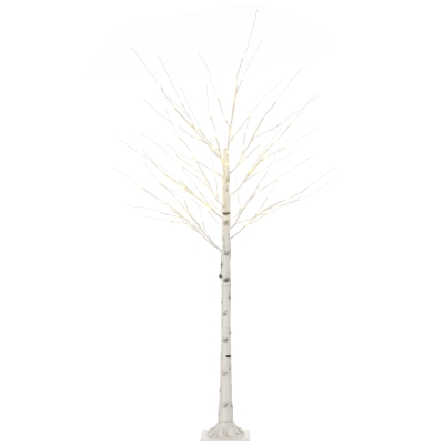HOMCOM Albero di Natale Bianco 96 Luci LED e 12 Rami 22x22x180 cm
