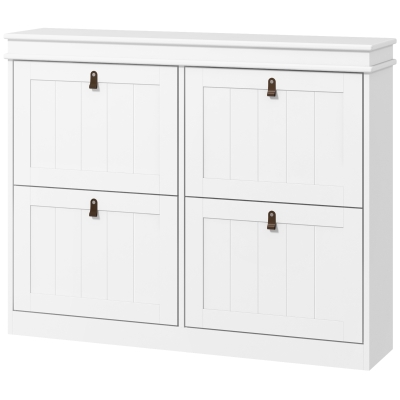 HOMCOM Meuble à Chaussures 20 Paires 4 Tiroirs Blanc