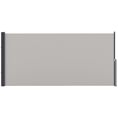 Outsunny Seitenmarkise, Seitenrollo, ausziehbar, Sichtschutz, Aluminium/Polyester, 3 x 1,4 m, Hellgrau