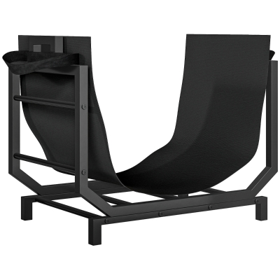Outsunny Kaminholzregal für innen 53 x 33 x 43 cm Brennholzregal mit Tragetasche Metall Schwarz