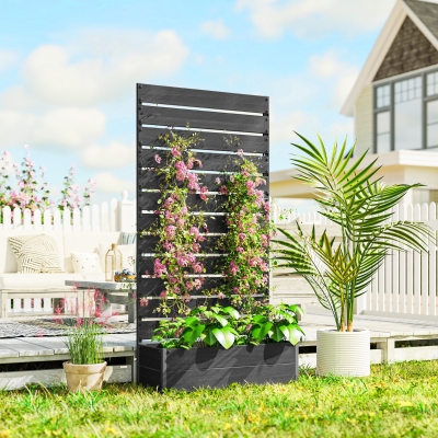 Garden Planter with Trellis 90.5L x 38W x 180Hcm Black