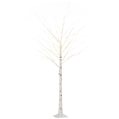 HOMCOM Arbre lumineux LED, décoration lumineuse blanc chaud, 96 LEDs 180 cm, décoration de noël, chambre, maison, blanc