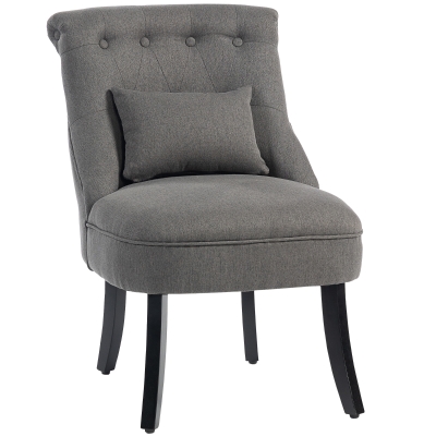 HOMCOM Fabric Tub Chair Upholstered W/ Pillow Charcoal Grey