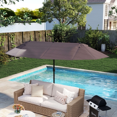 Outsunny 4.6m Garden Parasol Double-Sided Sun Umbrella Patio Market Shelter Canopy Shade Outdoor Grey
