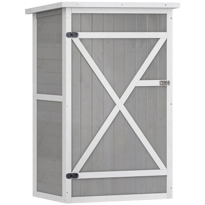 Outsunny Wooden Garden Shed Tool Cabinet Grey 75x56x115cm