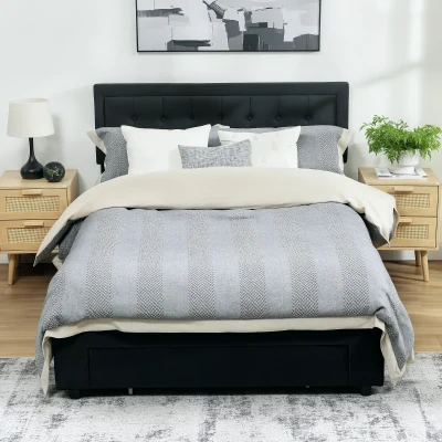 HOMCOM Ottoman Bed Frame with Drawer - Black