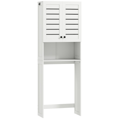 HOMCOM Meuble WC Blanc 67x31,5x190cm avec Placard à Persiennes