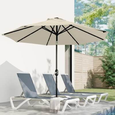 Outsunny Toldo de Recambio de Sombrilla de 3 m Toldo de Repuesto para Sombrilla con Ventilación Superior Protección UV 50+ Caqui