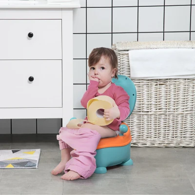 ZONEKIZ Kinder-Toilette in Alienform ab 6 Monaten, Ergonomischer Sitz, Rückenlehne und Herausnehmbarer Behälter, Blau