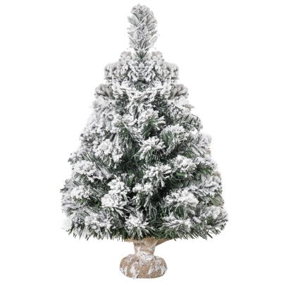 HOMCOM Albero di Natale 32cm x 32cm x 60cm Verde, Bianco