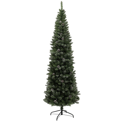 HOMCOM Albero di Natale Innevato Alto 225 cm con 980 Rami e Pigne