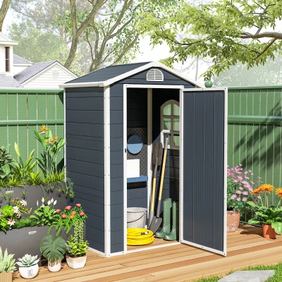 Outsunny Gereedschapsschuur tuinhuis met raam puntdak outdoor metaal grijs