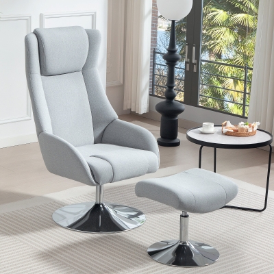 HOMCOM Poltrona relax con poggiapiedi 84cm x 68cm x 118cm Grigio