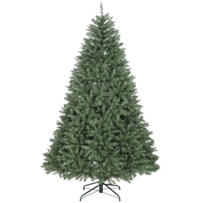 HOMCOM Künstlicher Weihnachtsbaum 210 cm, realistischer Weihnachtsbaum mit 2641 Zweigspitzen, klappbarer Metallständer, grün