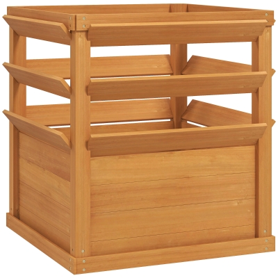 Outsunny Verhoogde Plantenbak met Klimrek, Spalier Plantenbak Hout 65 x 65 x 73 cm Karamelbruin