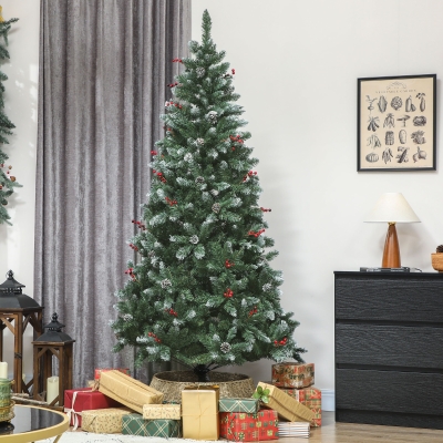 HOMCOM Arbre de Noël 210cm Vert 928 Branches Base Métal
